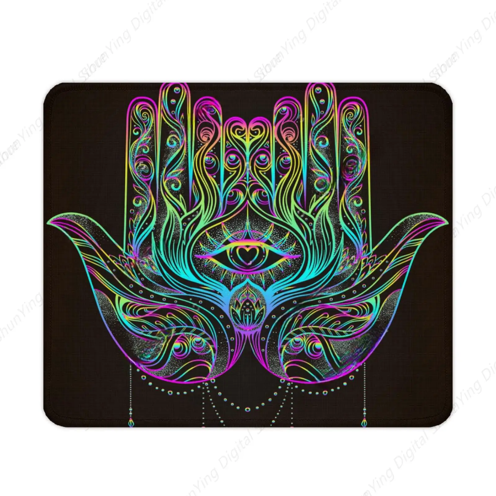 Computer Mouse Pad Fatima Color Hamza Hand Indian Pattern Rubber Base Office Laptop Gaming Mouse Pad 18*22cm