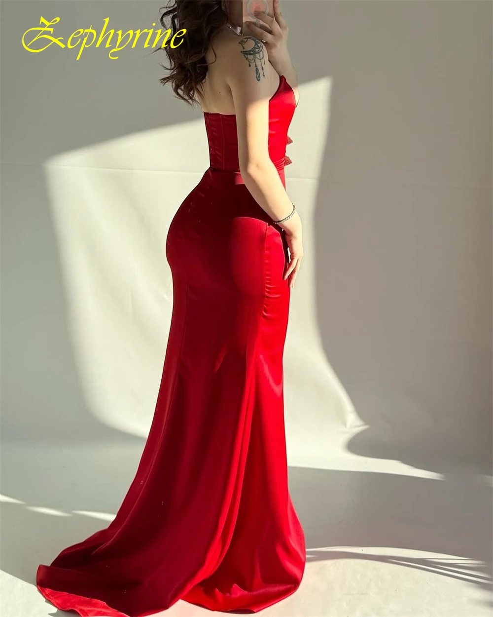 

Customized Elegant Strapless Evening Dress and Fashion Satin Special Occasion Gowns and Delicate Bow Bespoke Occasion Gowns