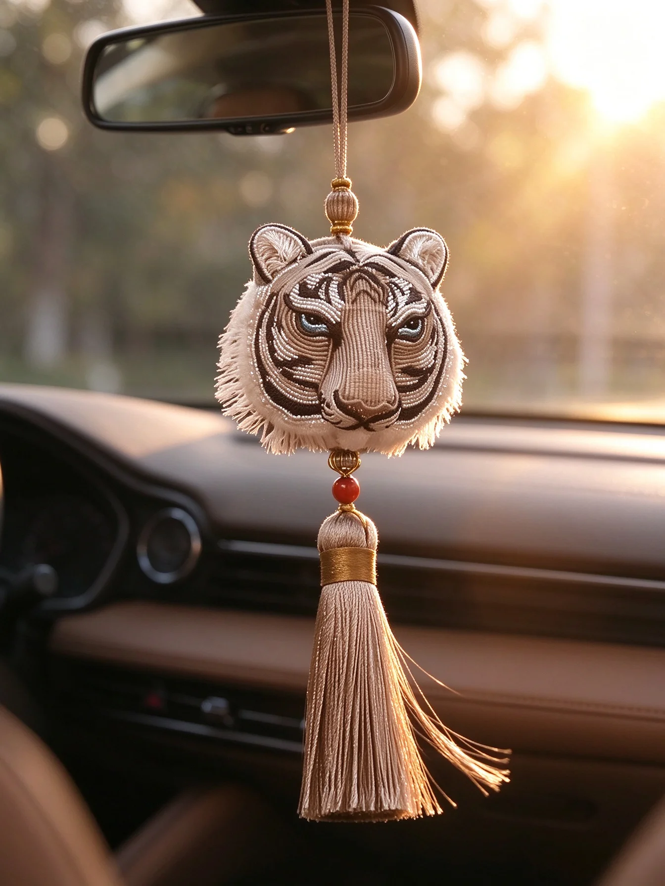 Exquisite Handmade Braided Tiger Head Pendant Chinese Knot Tassel Car Ornament Keychain Protection Amulet Charm Custom Color