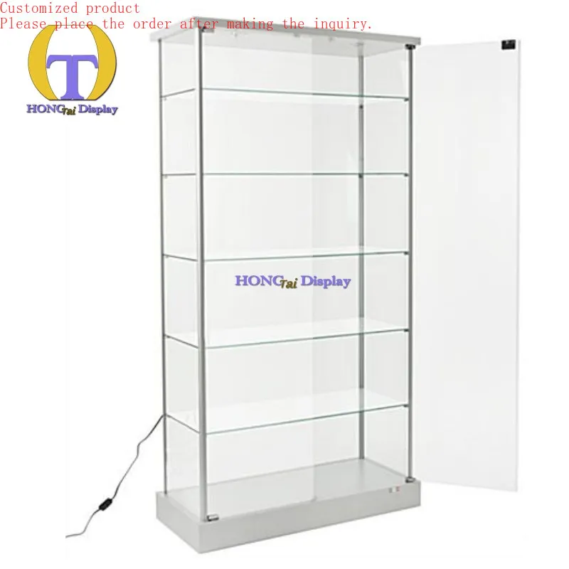 Custom.Smoke Shops Supplies Accessories Modern Glass Fixtures Display Retail Vitrine Pour Salon Store Window Tall Glass Showcase