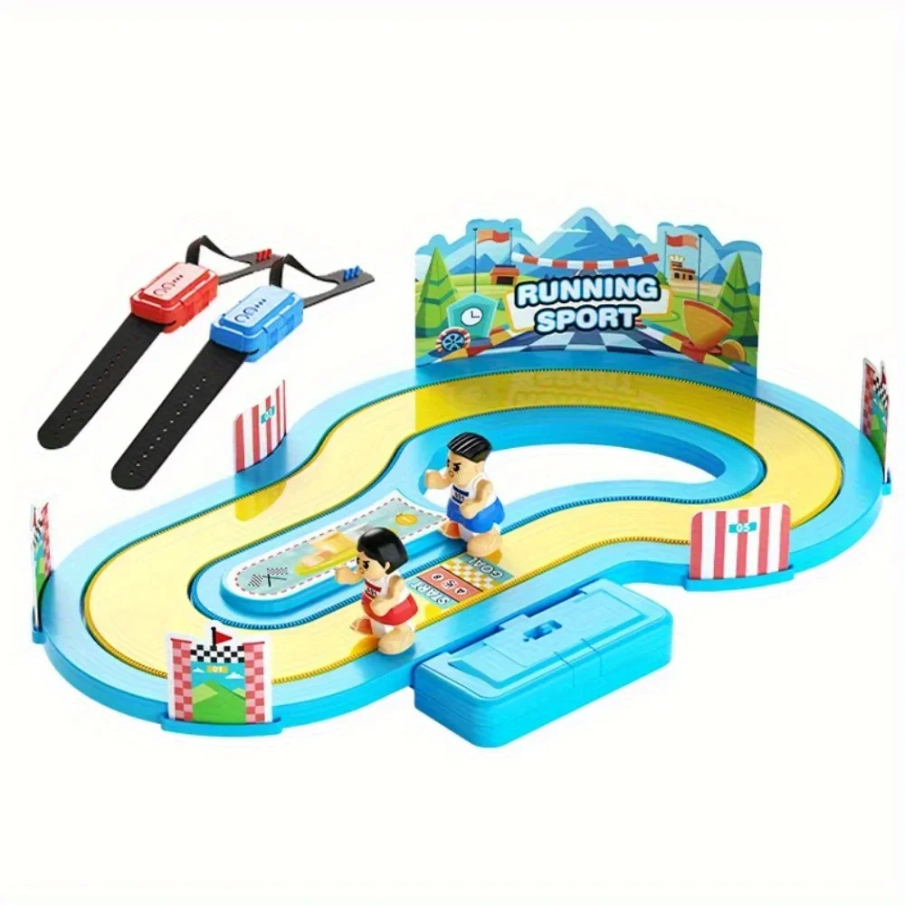 子供用スピードワイヤレスボディセンシング競争ランニングテーブルゲームおもちゃ、2人対戦シミュレーショントラックモーションおもちゃ