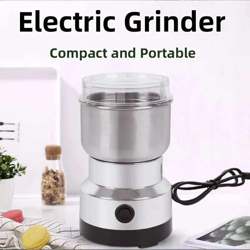 300ml Mini Electric Grinder,Household Multi Functional Pulverizer,Metal Blade,Stainless Steel Mill Coffee Nuts Bean Pepper