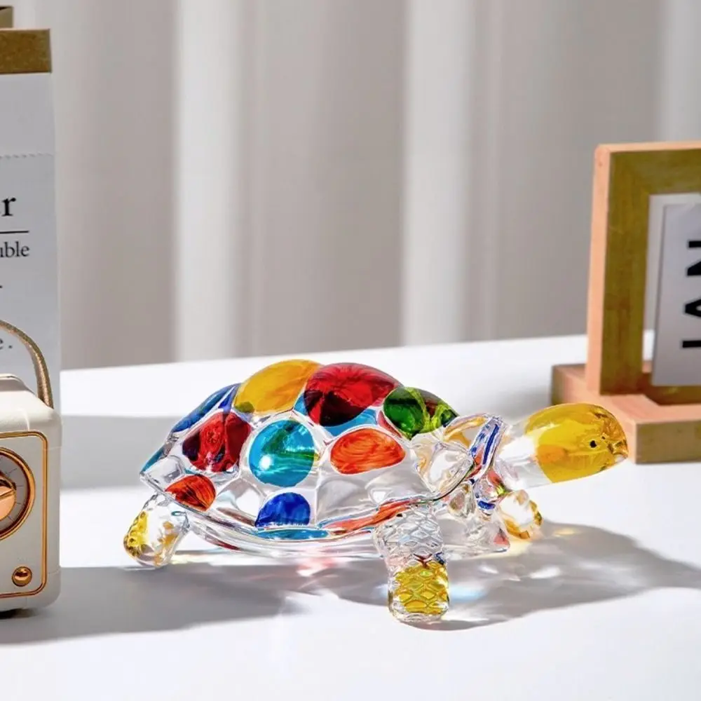 

Crystal Glass Turtle Ornament Painted Clear Turtle Figurine Decoration Lucky Gift Fengshui Miniatures Tortoise Statue Craft