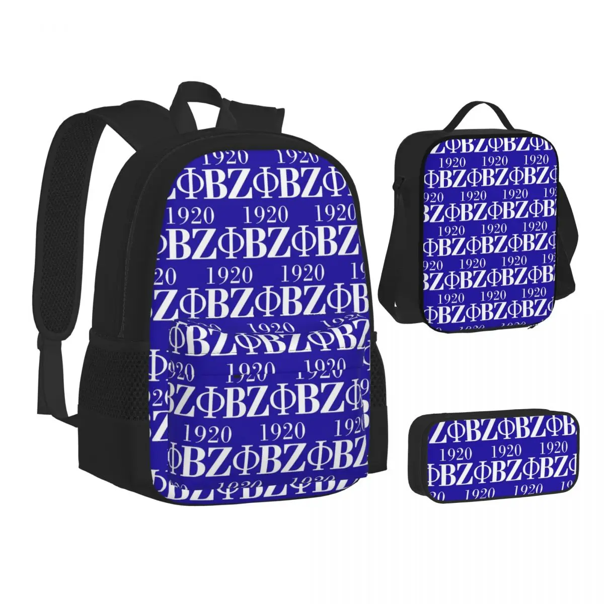 Zeta Phi Beta Sorority Logo Greek Letter 1920 Backpacks Boy Girl Bookbag School Bags Rucksack Lunch Bag Pen Bag Three-Piece Set