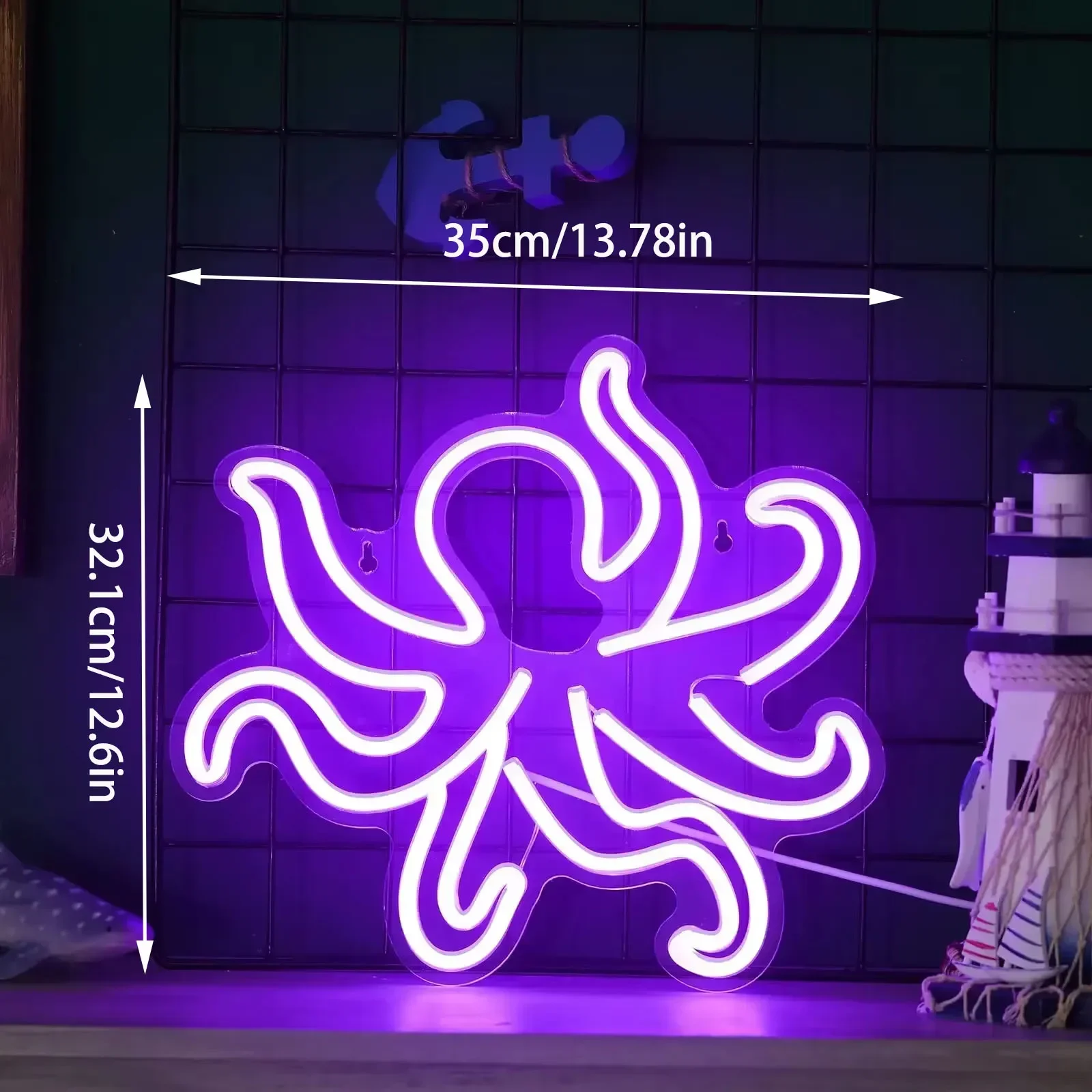 Octopus LED Neon Lights Purple Neon Light USB Power Supply for Gaming Room Bedroom Man Cave Party Bar Wall Decor USB Powered