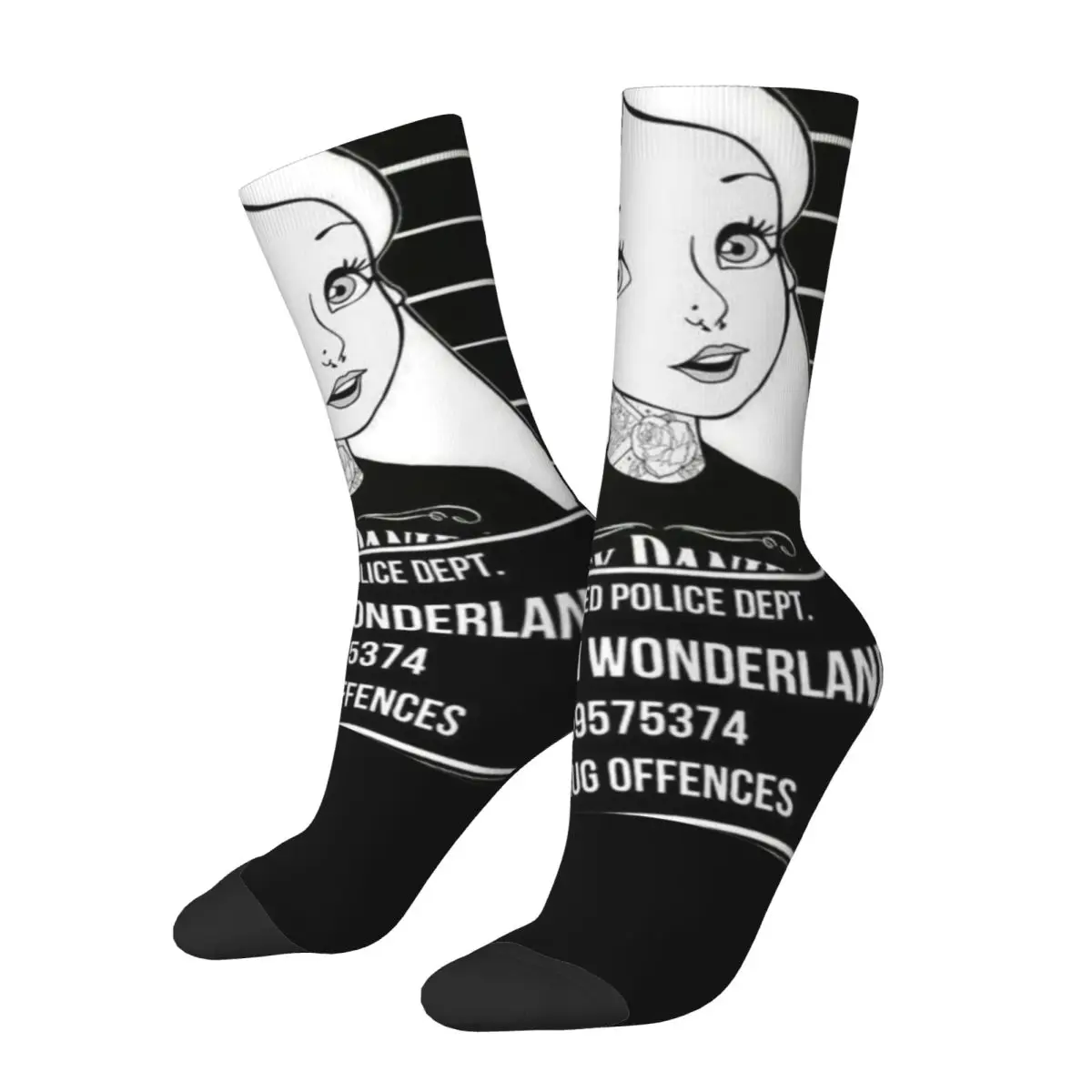 Autumn Winter Harajuku Men's Women's Alice In Wonderland Wanted Socks Non-slip Skateboard Socks