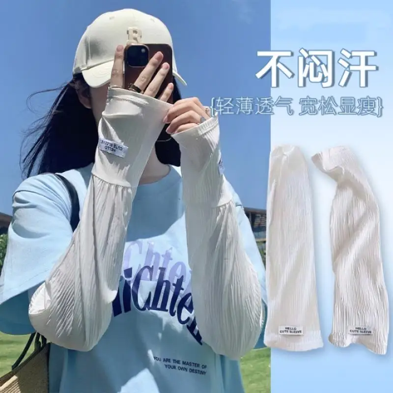 

Uv Protection Sleeves Summer Loose Ice Silk Fingerless Gloves Breathable Sunscreen Hand Sleeve Women Outdoor Riding Arm Cover