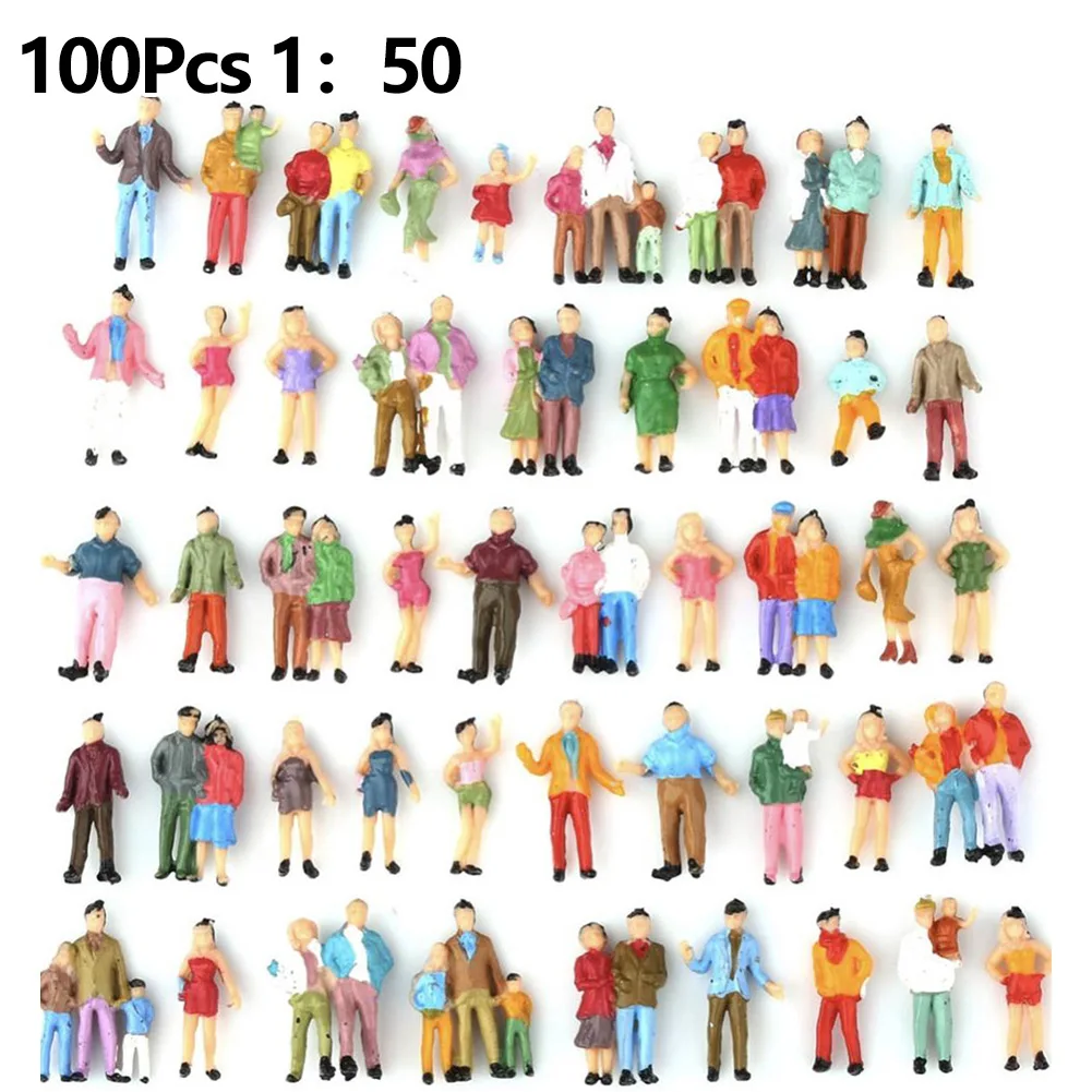 100 Uds. Figuras pintadas a escala 1:50, modelo de pasajero, modelo de pasajero Multicolor, decoración de modelo de personas de pasajeros de calle y parque