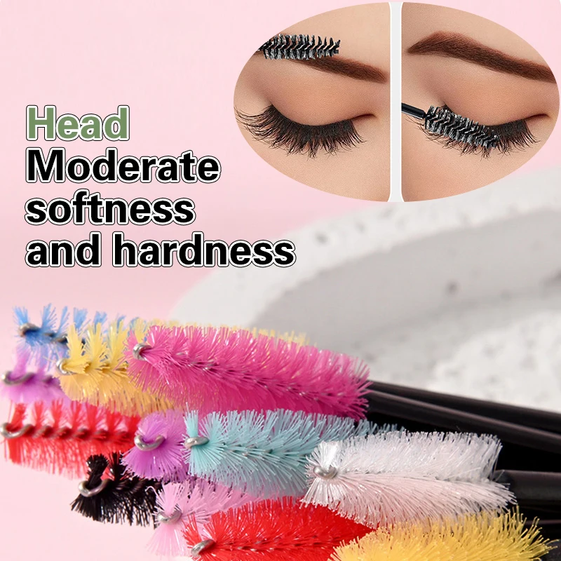 50Pcs Disposable Eyelash Brushes Short Nylon Eyebrow Brush Mascara Wands Applicator Eyelashes Extension Tools