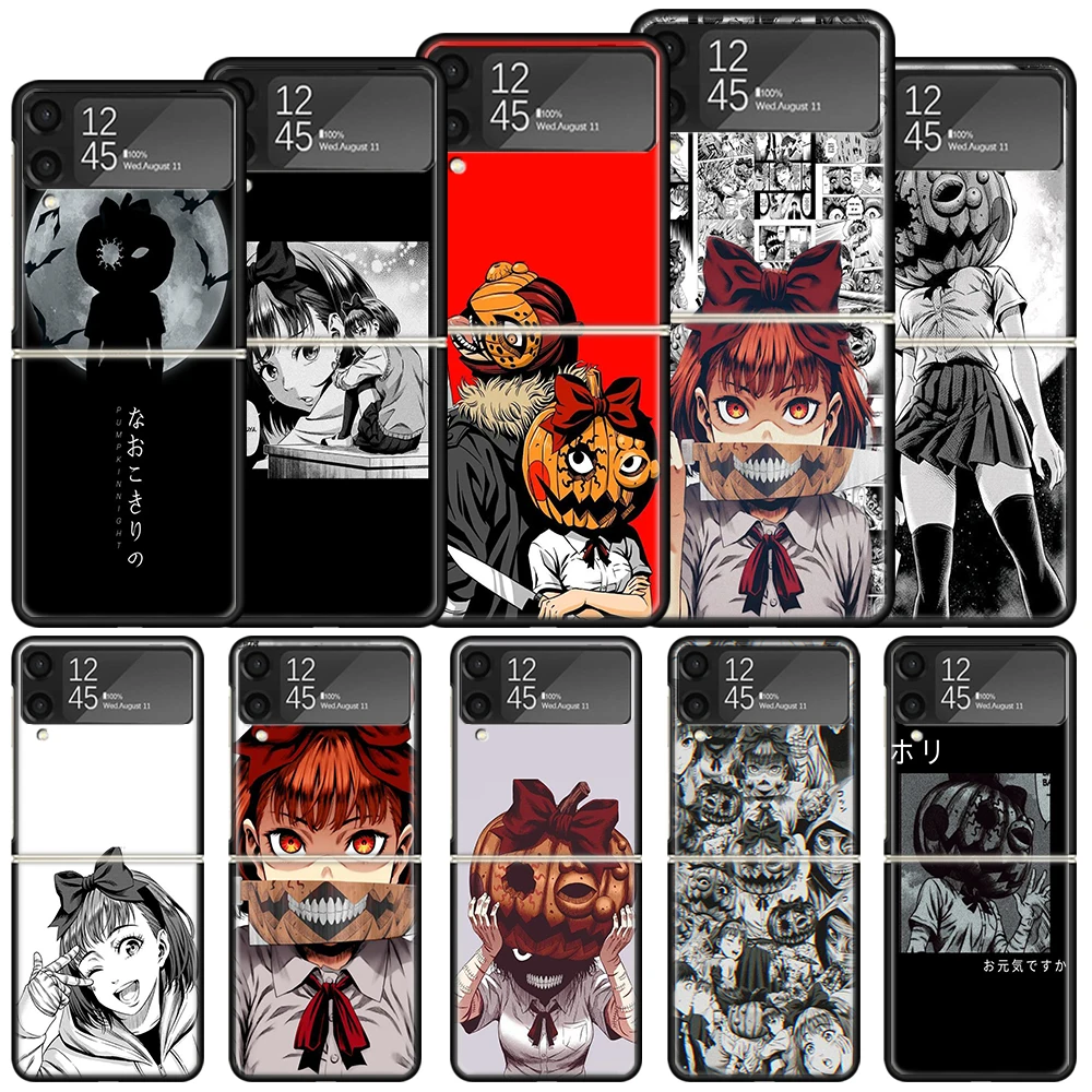 Pumpkin Night Naoko kirino Shockproof Hard Case For Samsung Galaxy Z Flip 4 5 3 5G Phone Cover Z Flip3 Flip4 Flip5 Black Fundas