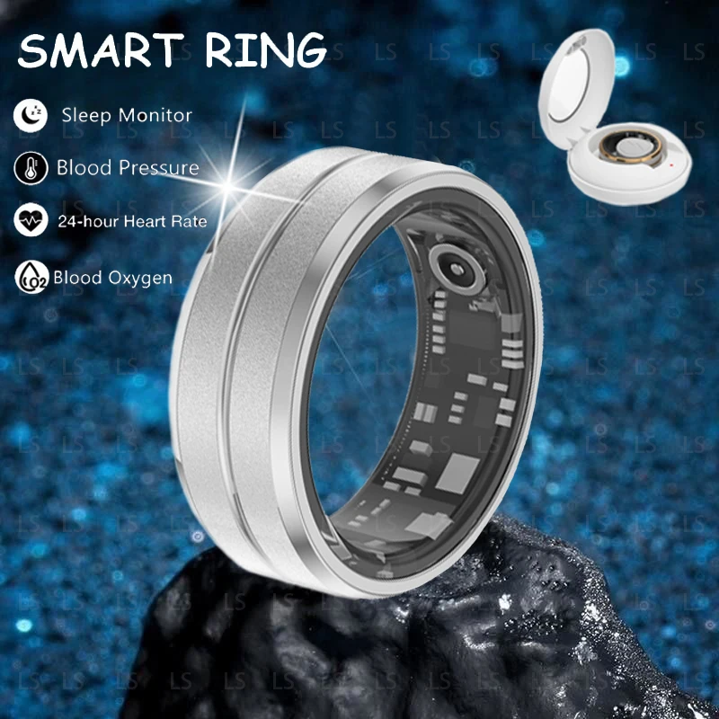 Smart Ring for Men Women Heart Rate Blood Oxygen Monitoring Multi Sports Modes IP68 Waterproof Smart Rings for Android IOS 2025