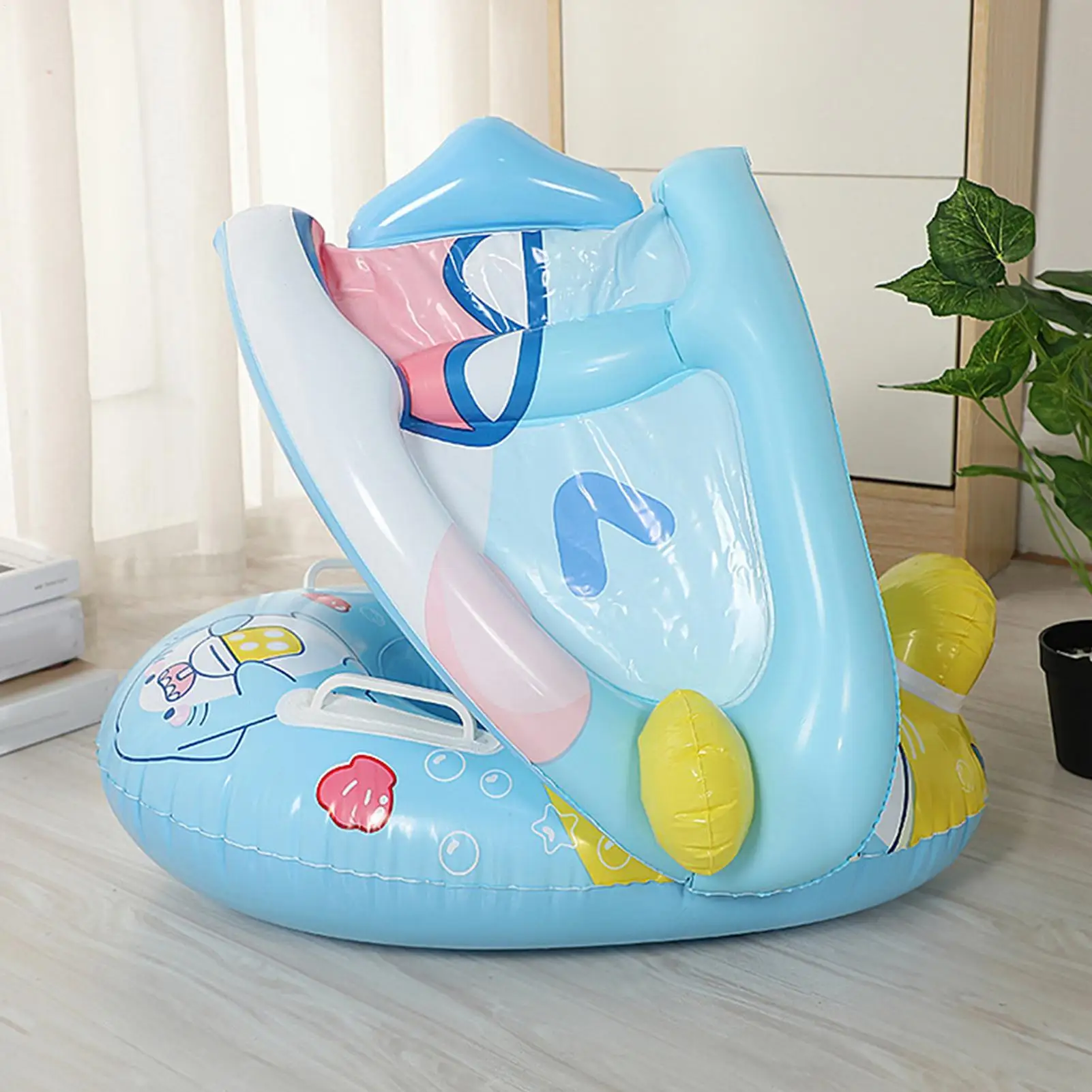 Galleggiante estivo per bambini con baldacchino Tubo per piscina per bambini con baldacchino Protezione solare Anello per acqua per bambini con sedile per ragazzi e ragazze da 6 a 36 mesi