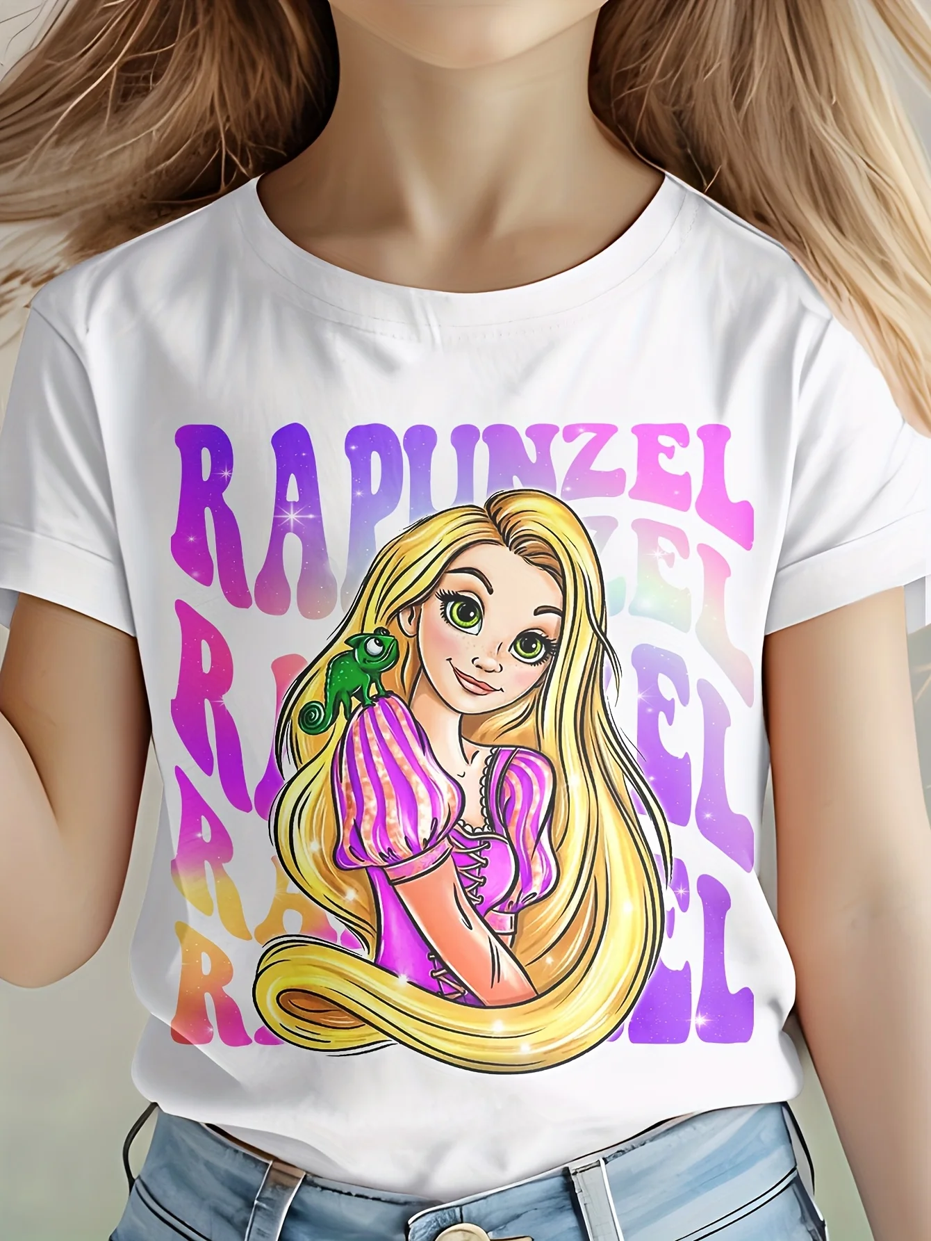 

Rapunzel Princess T-Shirt for Girls Cotton Short Sleeve Children T-shirts Cartoon Disney Tops Baby T-shirt Summer Kids Clothes