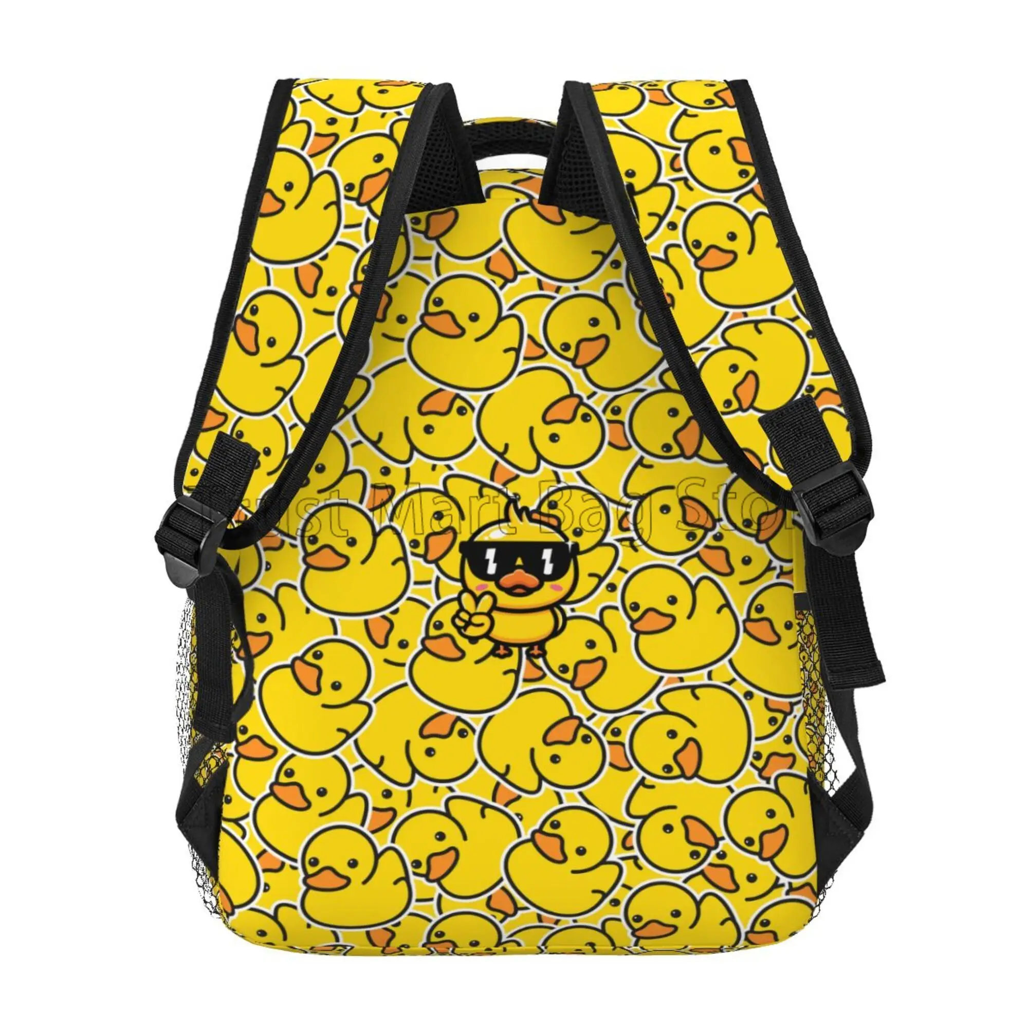 Sac à dos en caoutchouc avec impression DLIGHTPrint pour ordinateur portable, grande capacité, sacs à dos de voyage, sac lancé par les étudiants, cartable scolaire mignon canard jaune