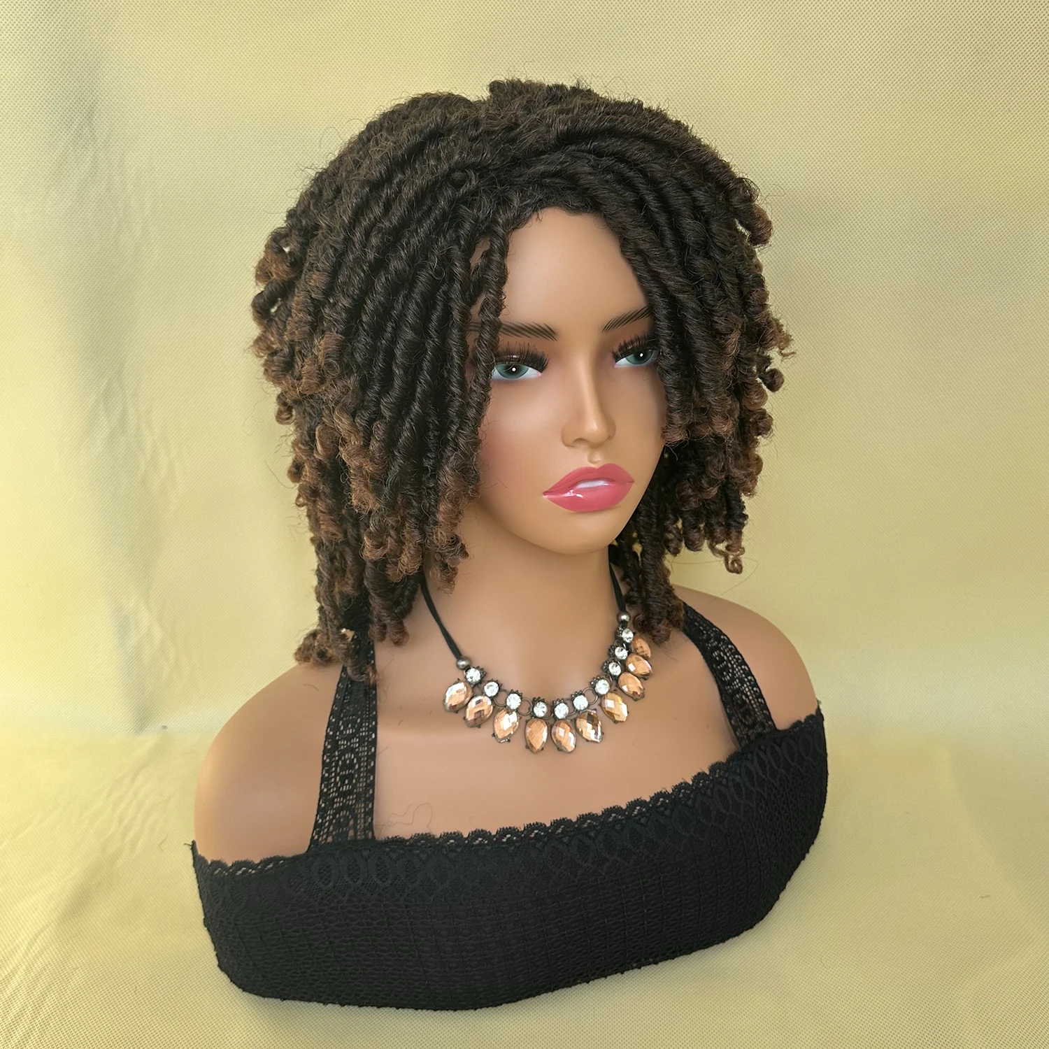 قصيرة الاصطناعية Dreadlock شعر مستعار الأفرو الكروشيه تويست خصلات الشعر المستعار للنساء السود مجعد الطبيعي لينة فو Locs شعر مستعار