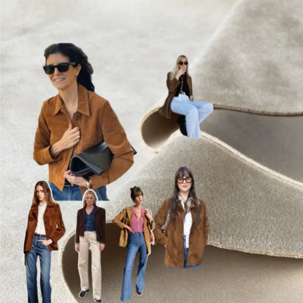 

Thicken Knit Elastic Fashion Suede Fabric for Dress Set Design Coat Clothing By The Meter Sewing Material Cloth Wholesale