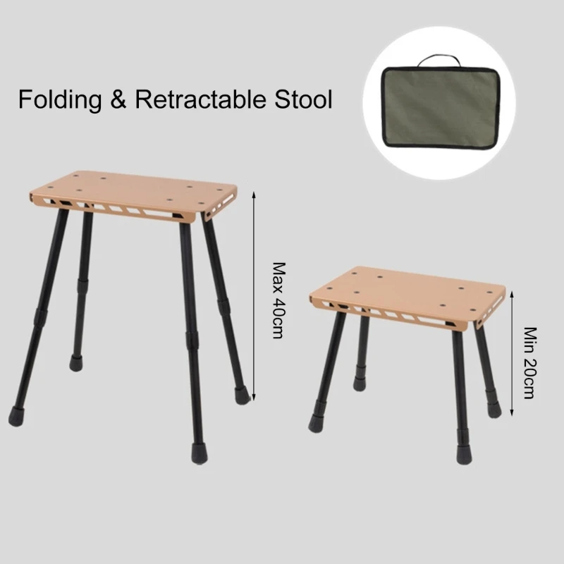 yunyun 2 in 1 Camping Table Outdoor Stool Aluminum Alloys Folding Table Practical Table for Camping Picnics Fishing BBQ