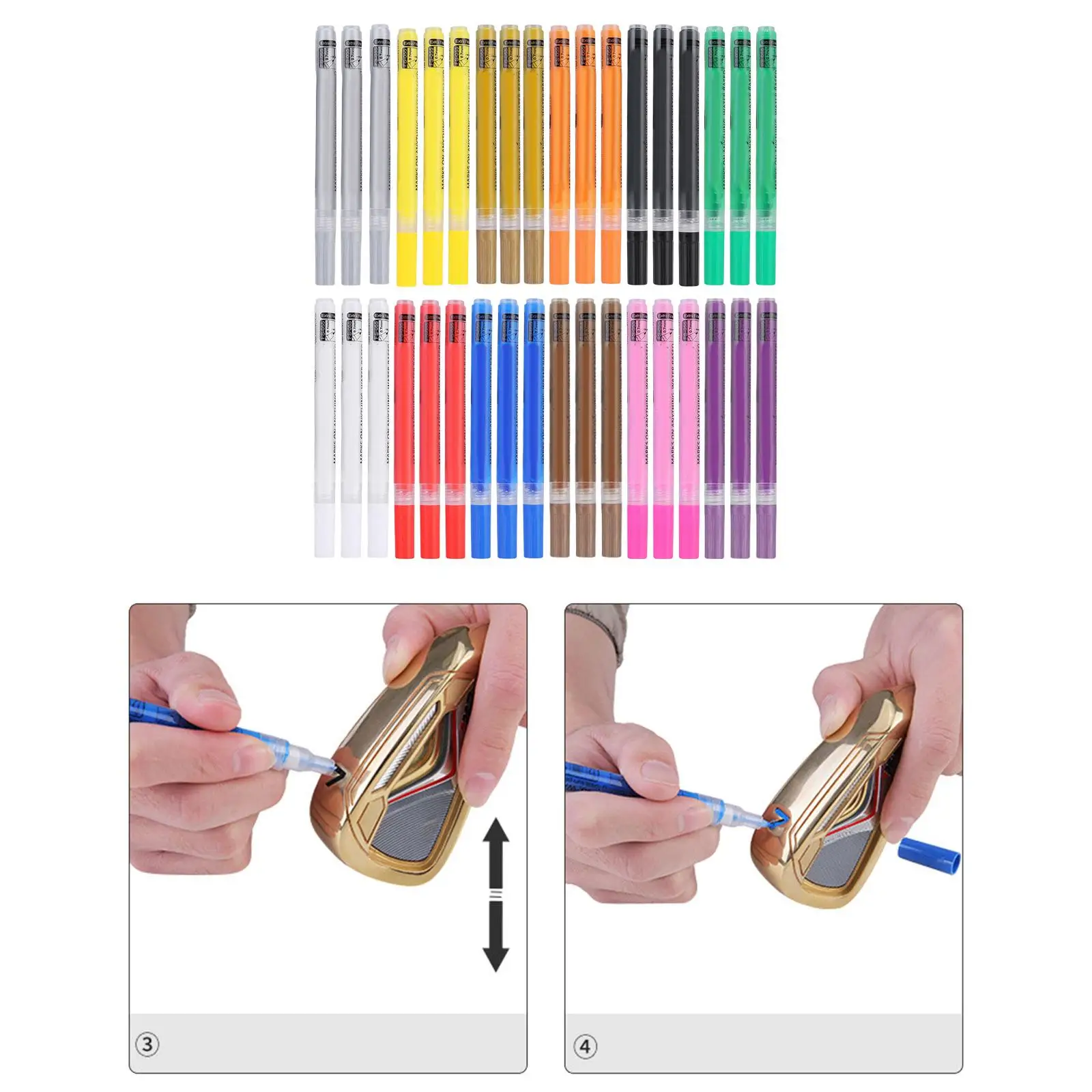 3Pcs Acrylic Ink Pen Art Markers Portable Easy to Use Multicolor Strong Coverage