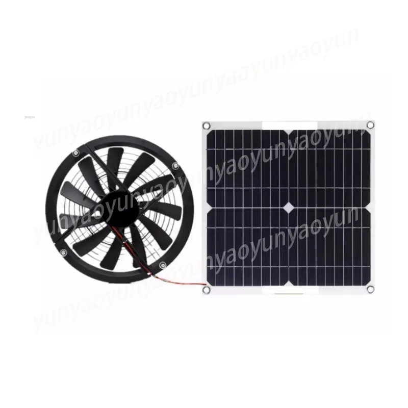 100 Watt Monocrystalline Silicon Solar Panel Kit, 25cm Large Diameter Pet Toilet Ventilation Round Fan