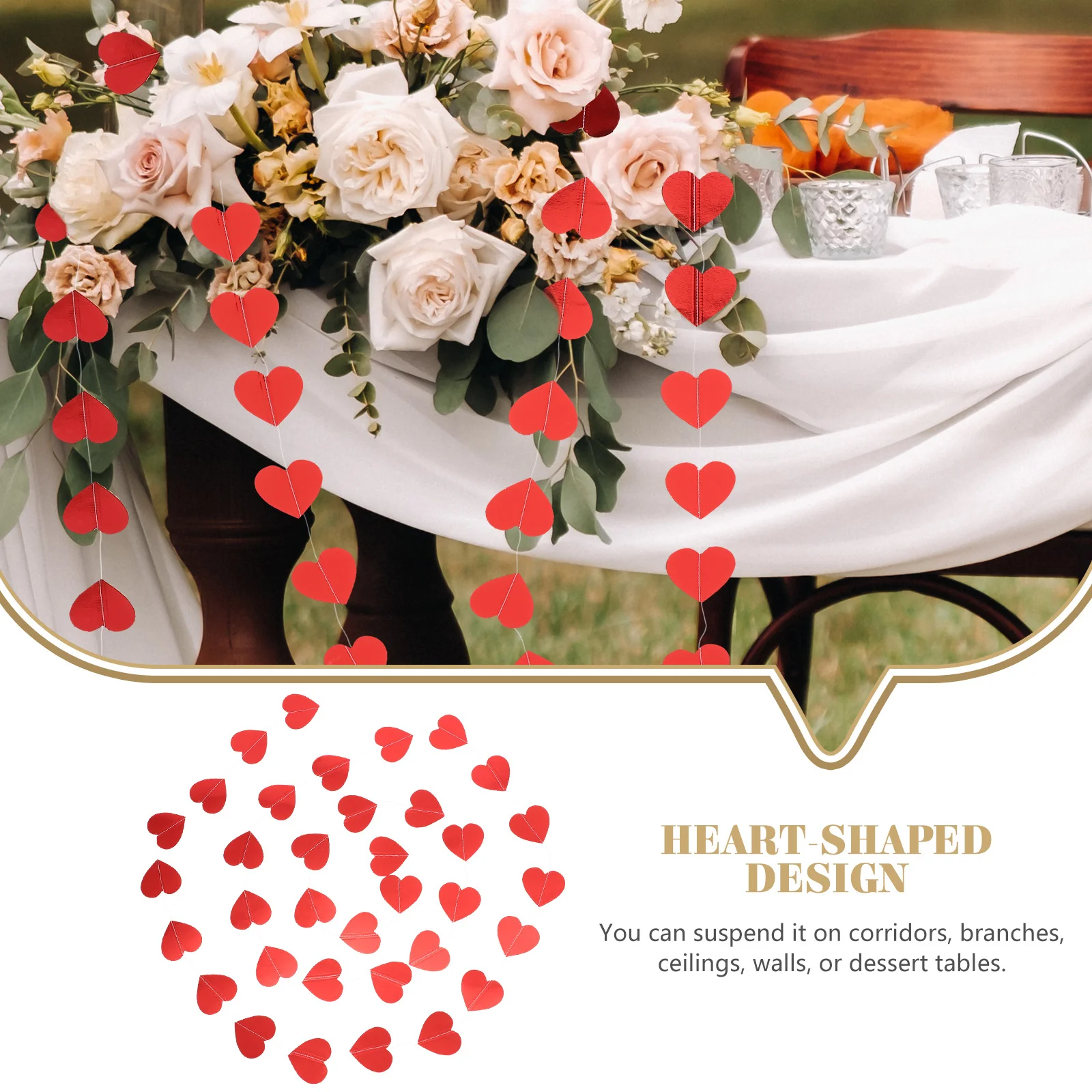 

1Set Heart Paper Garland Hanging Valentine Banner Romantic Valentines Day Wedding Party Decor Heart Shaped Garland