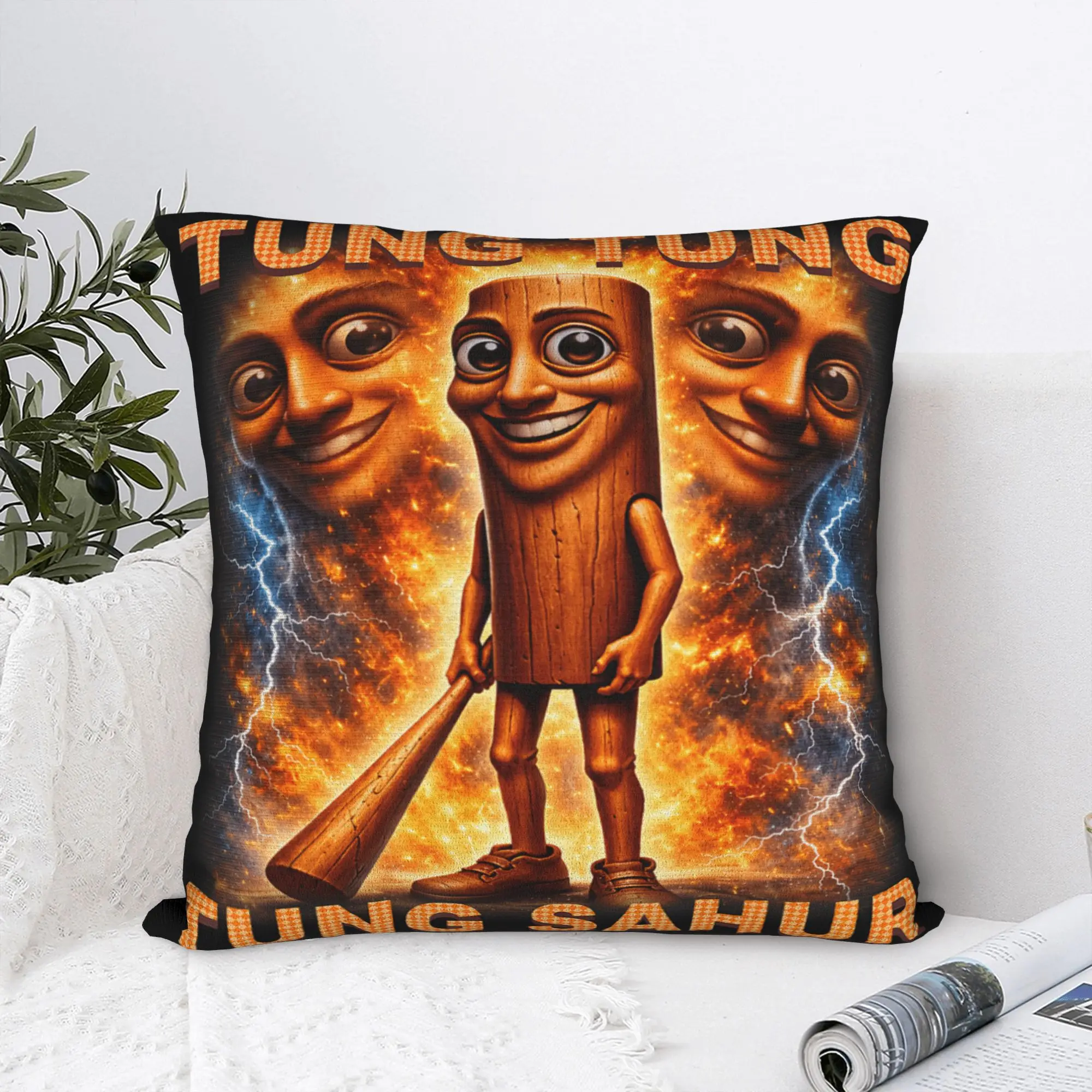 Pillow Case Tung Tung Tung Sahur is Calling Italian Brainrot Soft  Pillow Cover For Wedding Party Home Decor Kawaii Pillowcases