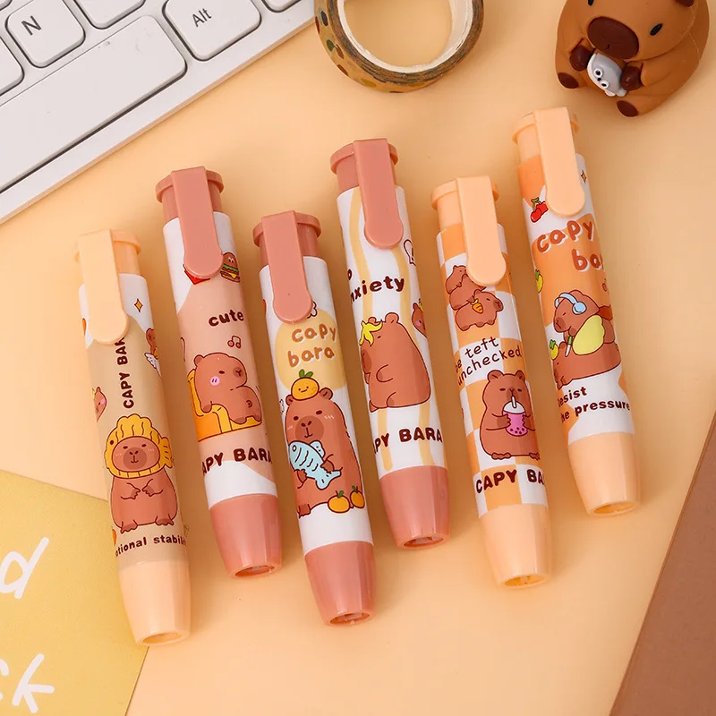 12 pezzi xNew Kapibara Press Eraser Studenti della scuola primaria Cute Styling Eraser Inserimento Cancelleria creativa di bell'aspetto
