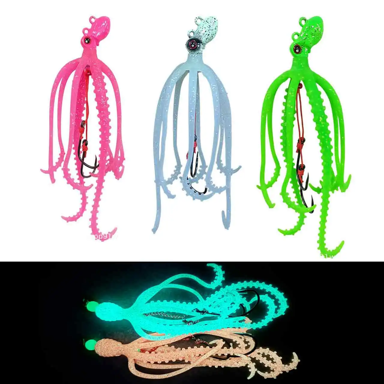 

20g30g40g50g60g Trolling Lure Cast Bait Glow Copper Head Octopus Squid Skirt Bait Leurre With Hook Big Game Drag Fishing Lure