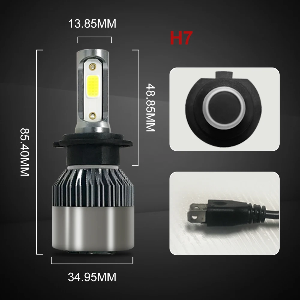 مصابيح أمامية بإضاءة H7 بإضاءة ليد عالية ومنخفضة ، رقائق الكوز البيضاء ، مروحة تبريد ، قابس-N-Play ، 25000 لومن ، 2 #2