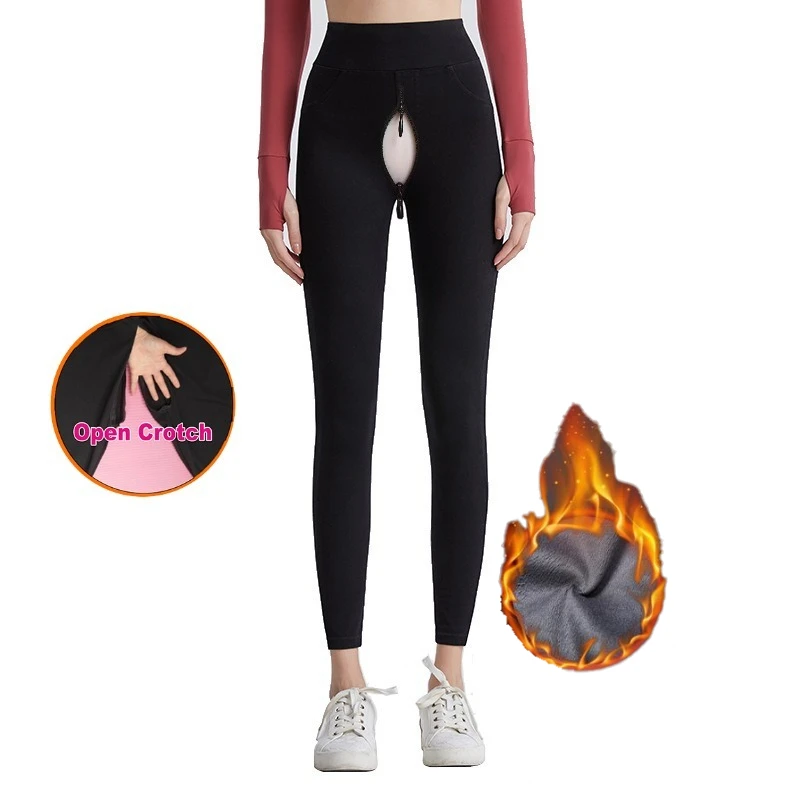 جينز نسائي مخملي جديد مع فتحة بين الرجلين وخصر عالي ورفع الورك وسراويل كاجوال بجيب حراري رفيع، ملابس رياضية سراويل لياقة بدنية