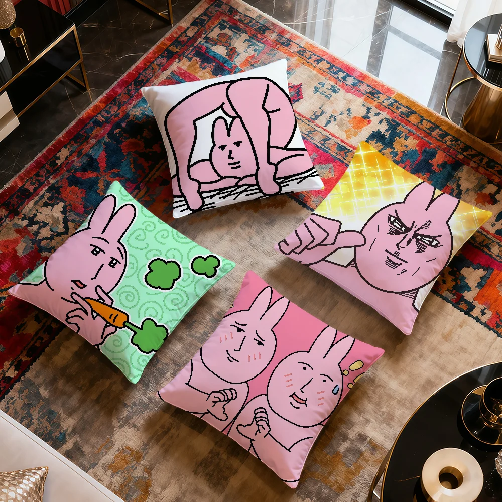 cartoon art funny pink bunny meme rabbit soft pillow cover for Sofa Home Living Room Decor Protective Covers hogar pillowcase
