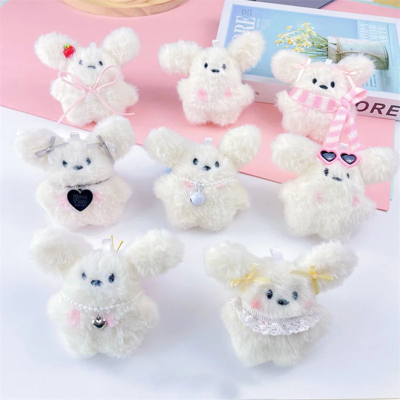 Cartoon Powder Blusher Puppy Plush Doll Toy Pendant Keychain Backapck Hangings Decoration Gifts