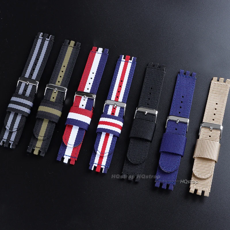 Nylon Watchband for Swatch Strap Fabric Canvas Watch Band for SWATCH 17mm 19mm 20mm Watch Strap Accessories Replacement Men Belt