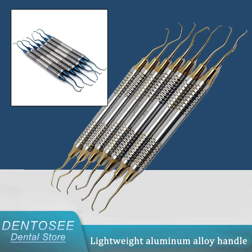 

Professional 7Pcs Dental Scaler Set with Gracey Curette - Manual Periodontal Cleaning Tools for Dentist Perio Kit