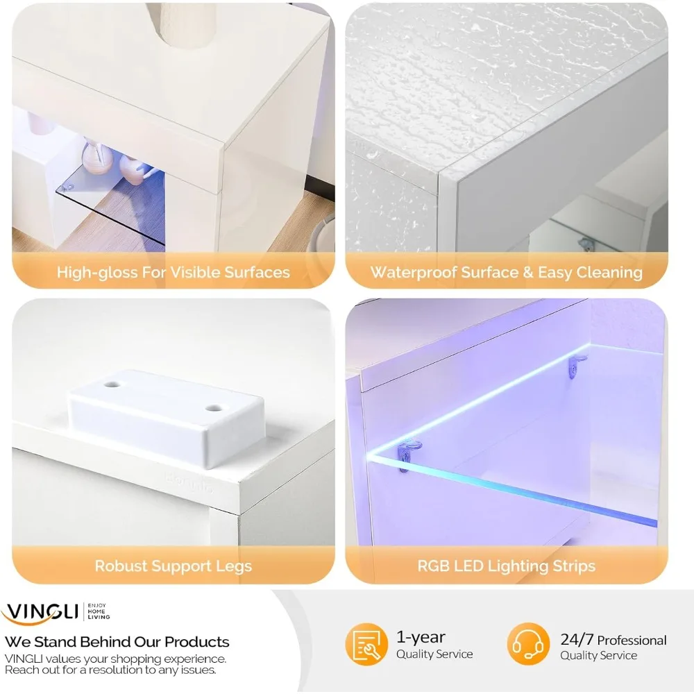 Supporto TV, centro di intrattenimento moderno con luci a LED e contenitore