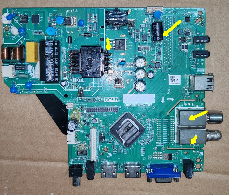 TP.MS3663S.PB805 اللوحة الأم للتلفزيون ثلاثة في واحد، صورة مادية، تم اختبارها لـ 3 أنواع من الواجهات وتحقق من الواجهات