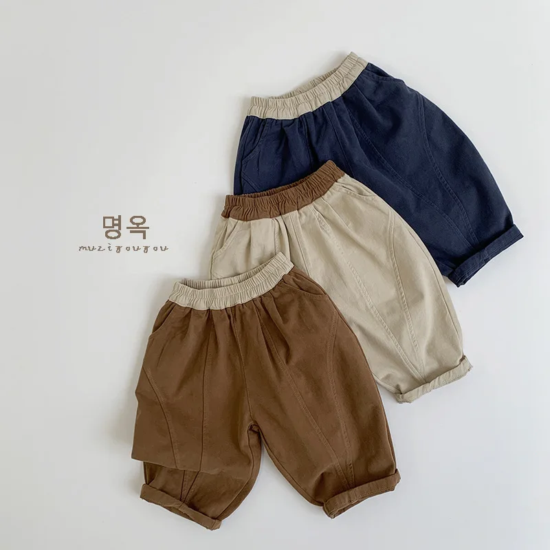 Trousers Boys Grils Children Spring Autumn All-matching Simple Korean Loose Casual Fashionable Comfortable Retro