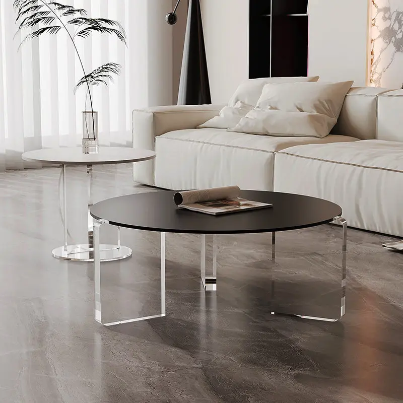 

Home living room modern creative simple transparent tea table round combination