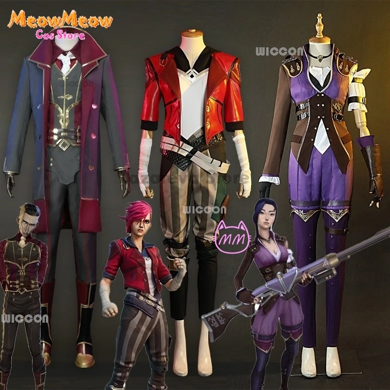 Tv Arcane Vi Violet Caitlyn Silco Cosplay Costume Game RolePlay Women Lol Outfit Halloween Fancy Party Comic-con Coat Pants Suit