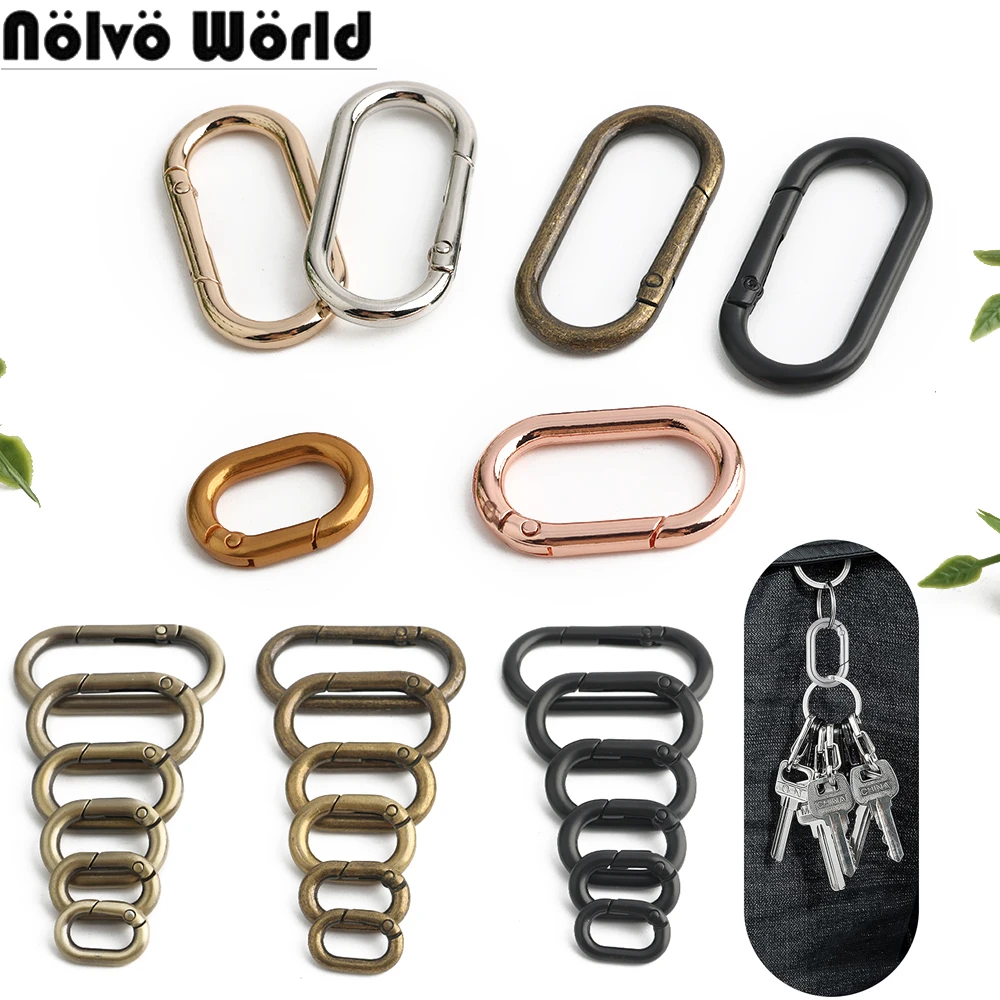 100PCS 13-16-20-25-32-40mm Metal Oval Spring O Ring For Leather Bags Handbag Belt Strap Carabiner Connect Snap Clasp Accessories