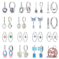 Hot Sale Classic 100% 925 Sterling Silver Star Four-Leaf Ladybug Earrings For Women Suitable For Daily Wear And Gift Giving