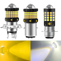 1pcs H4 BA20D P15D LED Moto H6 LED Motorcycle Headlight Bulbs 3030SMD Lens White Yellow Hi Lo Lamp Scooter Accessories DC 12V