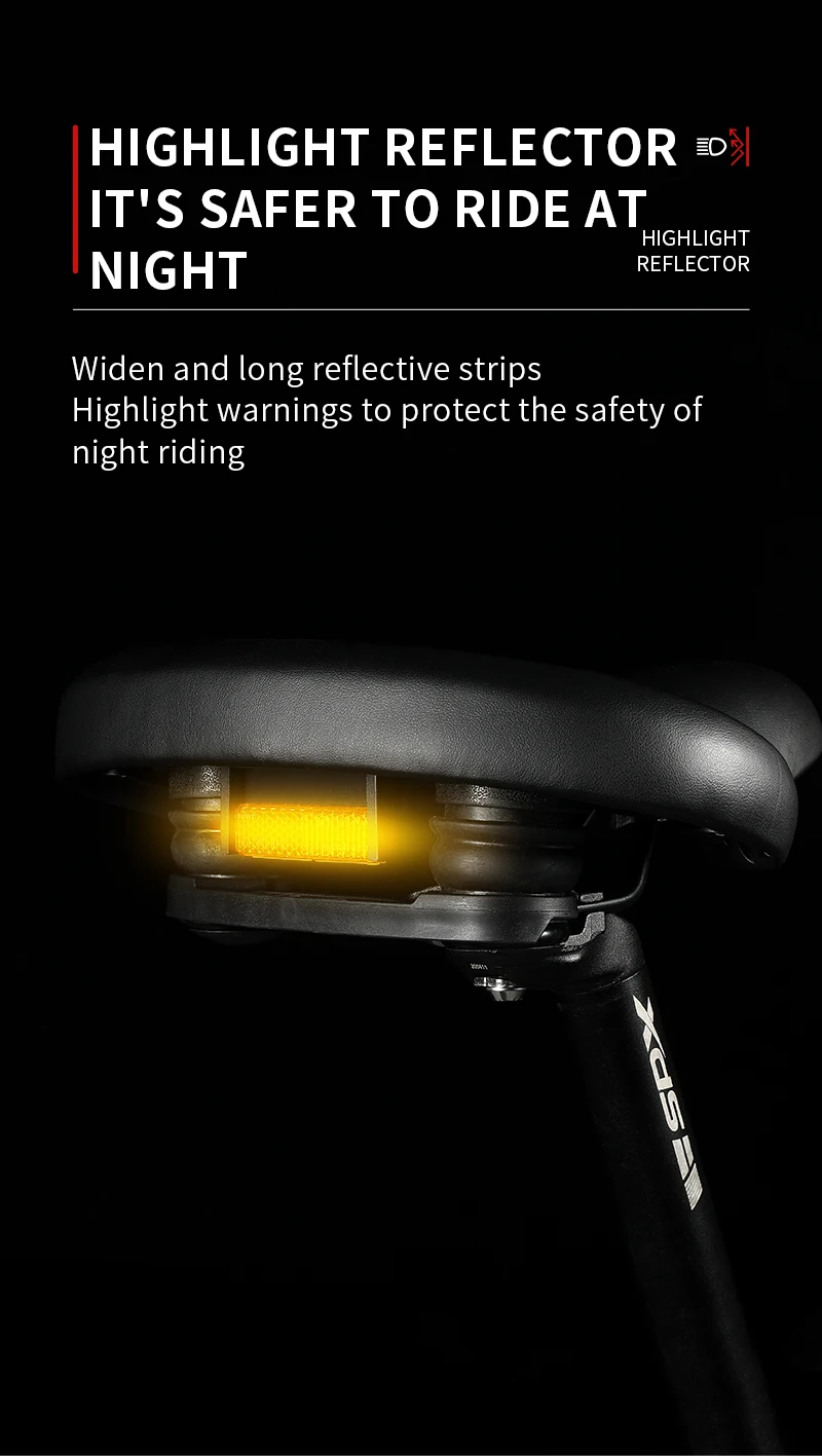 WEST BIKING Fahrradsattel Super Komfortabel Verbreitertes Kissen MTB City Bike Memory-Schaum Stoßdämpfend Sicherheits-Reflektierender Fahrradsitz – Detail 10