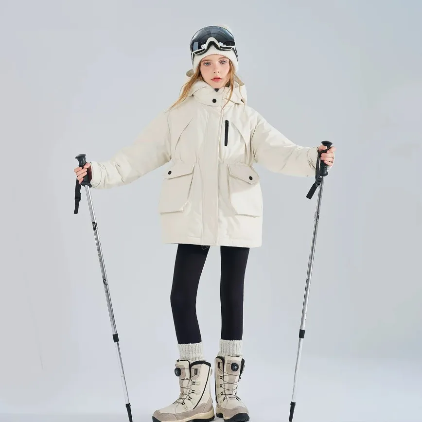 Mädchen-Skijacke mit Kapuze, Winterparka, dick, warm, wasserdicht, Kinder-Schneejacke, winddicht, Outdoor-Skijacke für Kinder von 5-14 Jahren, A5120 – Detail 4