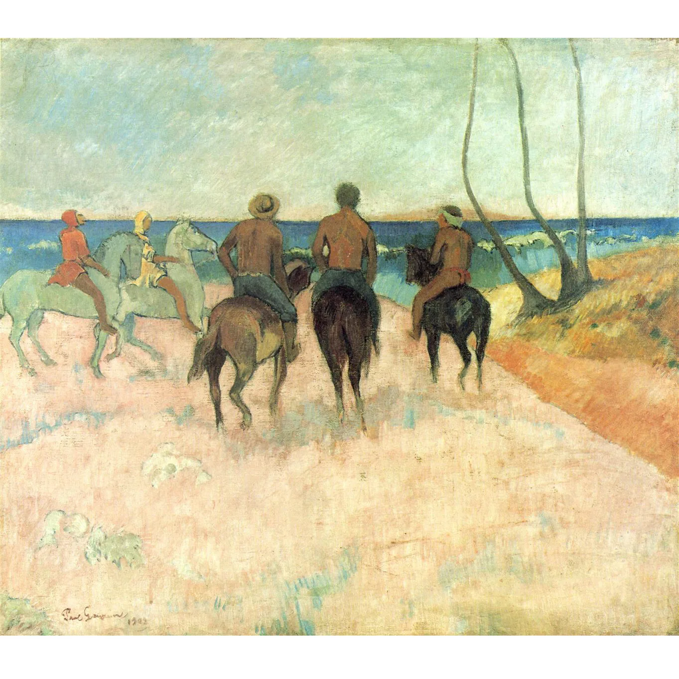 Hand painted oil painting replica, Riders on the Beach I by Paul Gauguin, Impression figure painting on canvas,Home wall decor