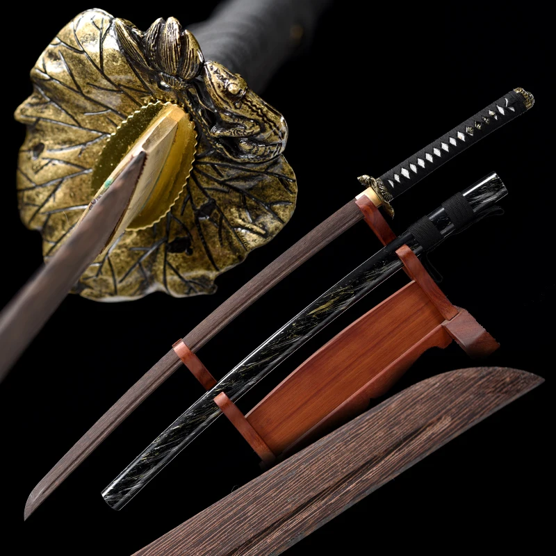 Japanese Samurai Sword Real Rosewood Blade Ready For Training Handmade Full Tang Golden Toad Katana