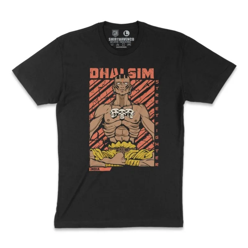 

00012805#A-Dhalsim T-Shirt Street Fighter Tee Yoga Flame Retro Capcom Gaming Shirt 90s Arcade Fighter Graphic Tee Vintage Gamer