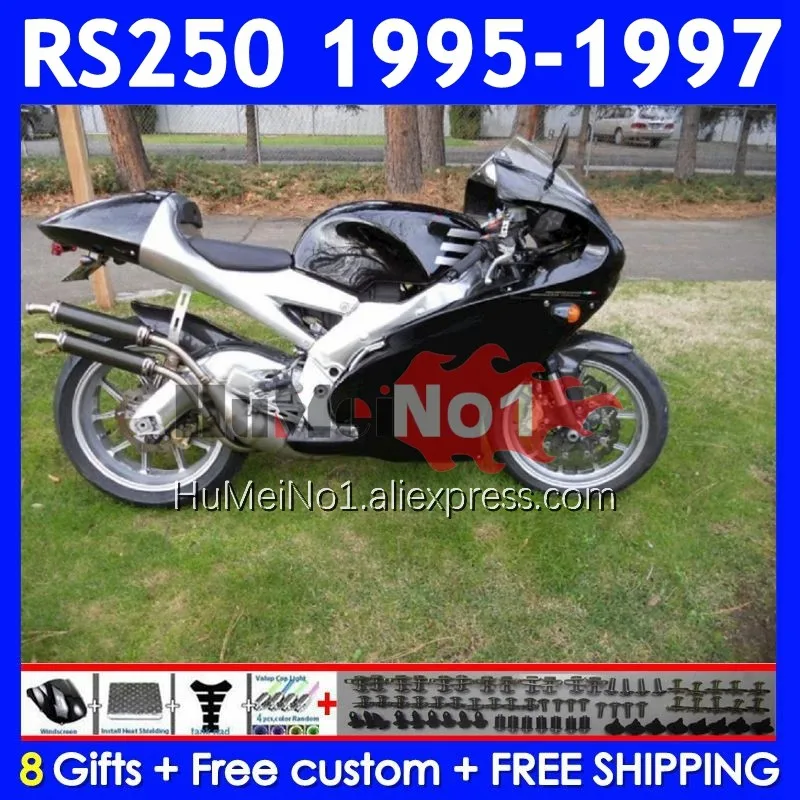 Body For Aprilia RS250 black stock RSV250RR RS-250 RSV250 R 317No.13 RS 250 RSV 250 R RR 1995 1996 1997 RS250R 95 96 97 Fairing