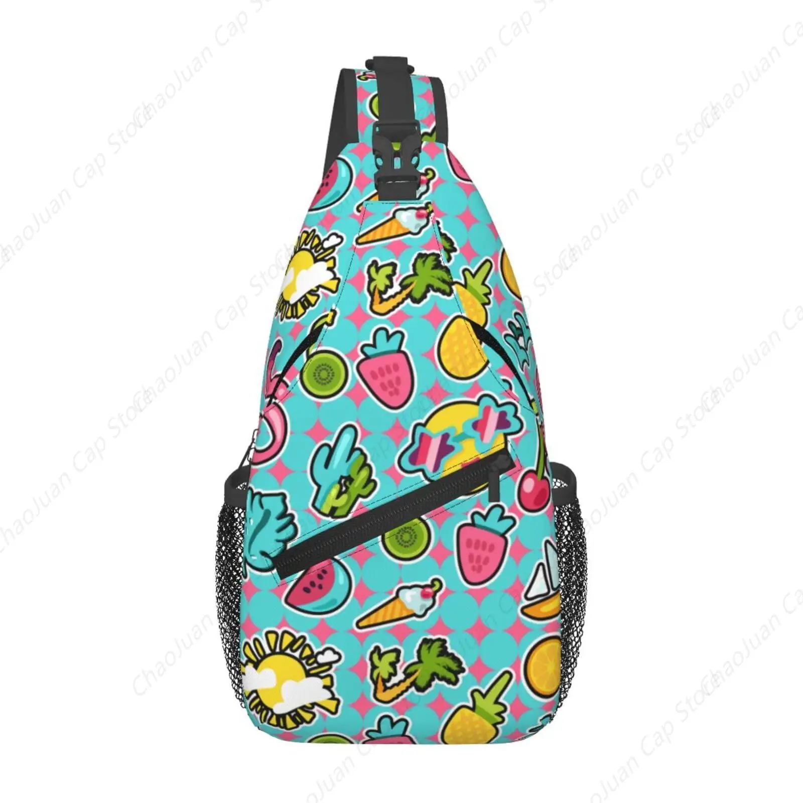 Tropical Summer Fruits Hello Summer Cross Chest Bag Diagonally Hiking Crossbody Bag Travel Shoulder Daypack Lightweight Sling Ba