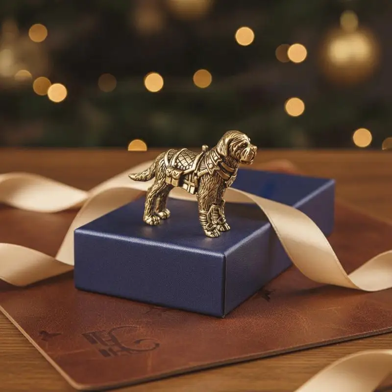 Labrador Retriever Mini Figurines Brass Puppy Statue Desktop Ornaments Vintage