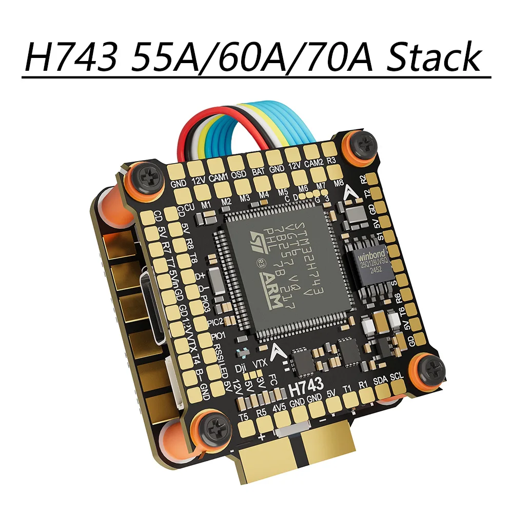 

H743 60A Stack 30.5X30.5mm ICM42688P H7 V3S Plus FC BLheli_S 60A 4in1 ESC 8S FC&ESC iNAV Betaflight Configure